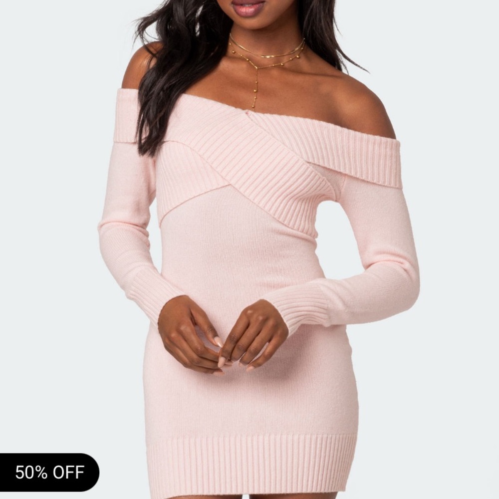 Elegant Off-Shoulder Sweater Dress